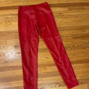 Red Faux Leather Pants